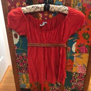 Orange-red top with belt